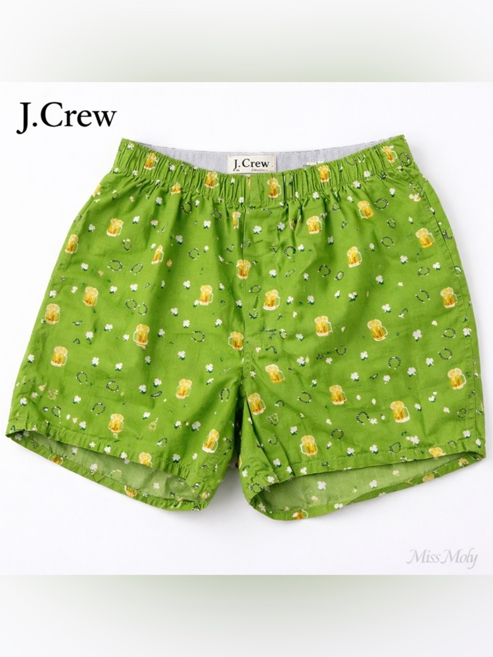 J.Crew Green Beer Print Boxers Cotton St Patrick Lounge Pre Owned